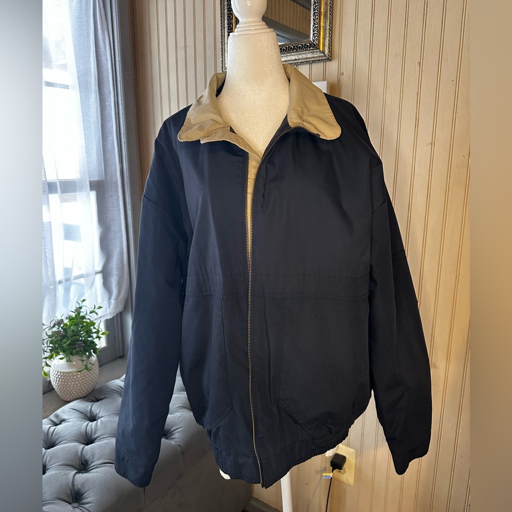 Cintas Navy Quilted Lined Work Jacket Mens Large Utility Zip Coat Gorpcore